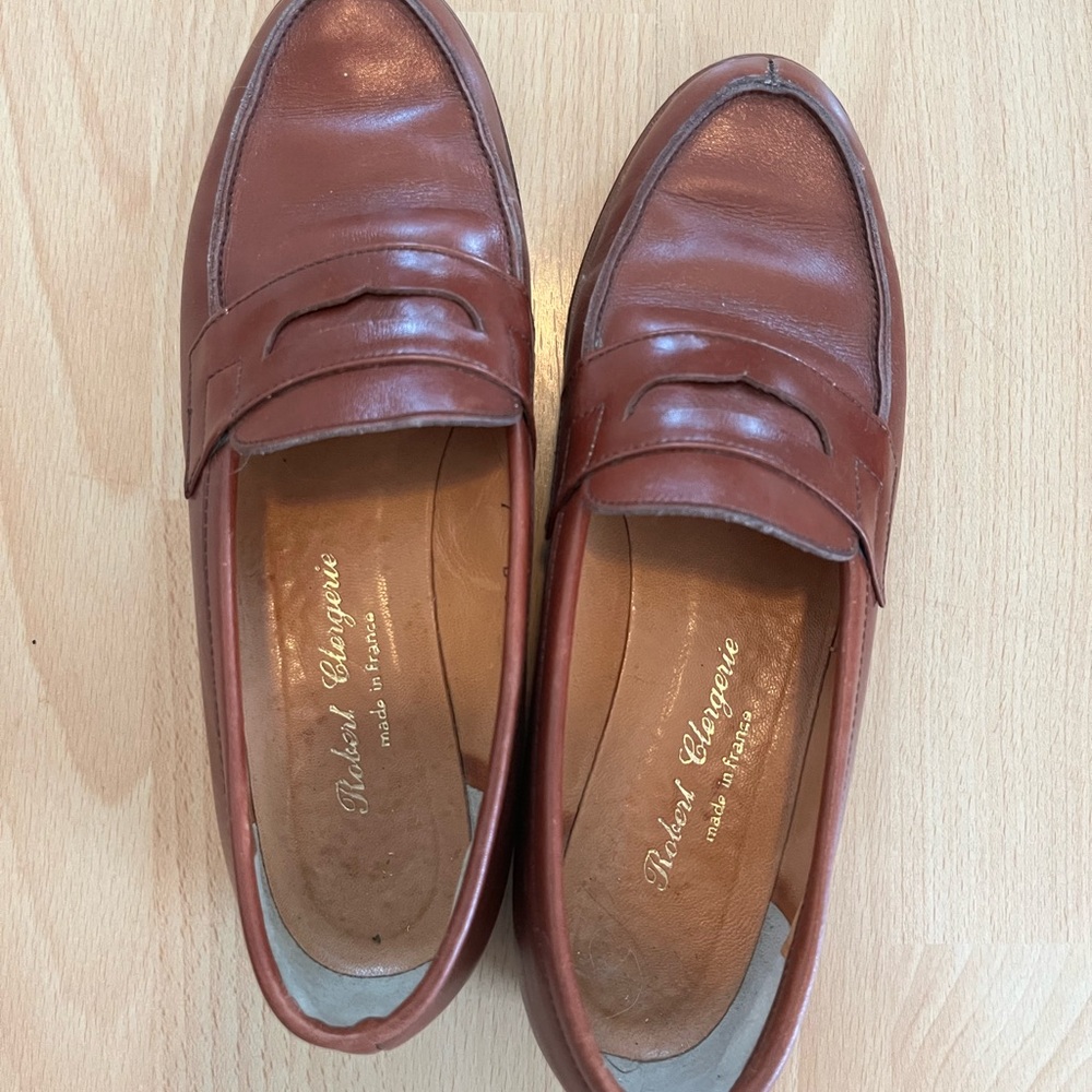 Robert Clergerie Chestnut Leather Slip-Ons